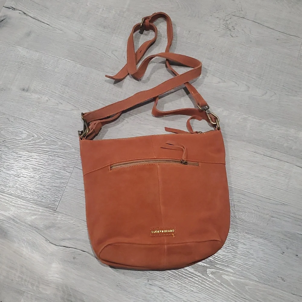 Lucky Brand Suede Hobo Tote Brown Bag –  Crossbody, Boho Chic Everyday Purse